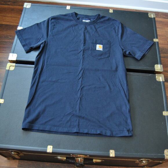 Carhartt Small Navy Blue Short Sleeve Shirt with Pocket - Picture 1 of 5
